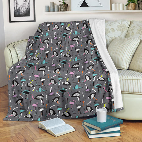 Ostrich Pattern Print Design 01 Premium Blanket