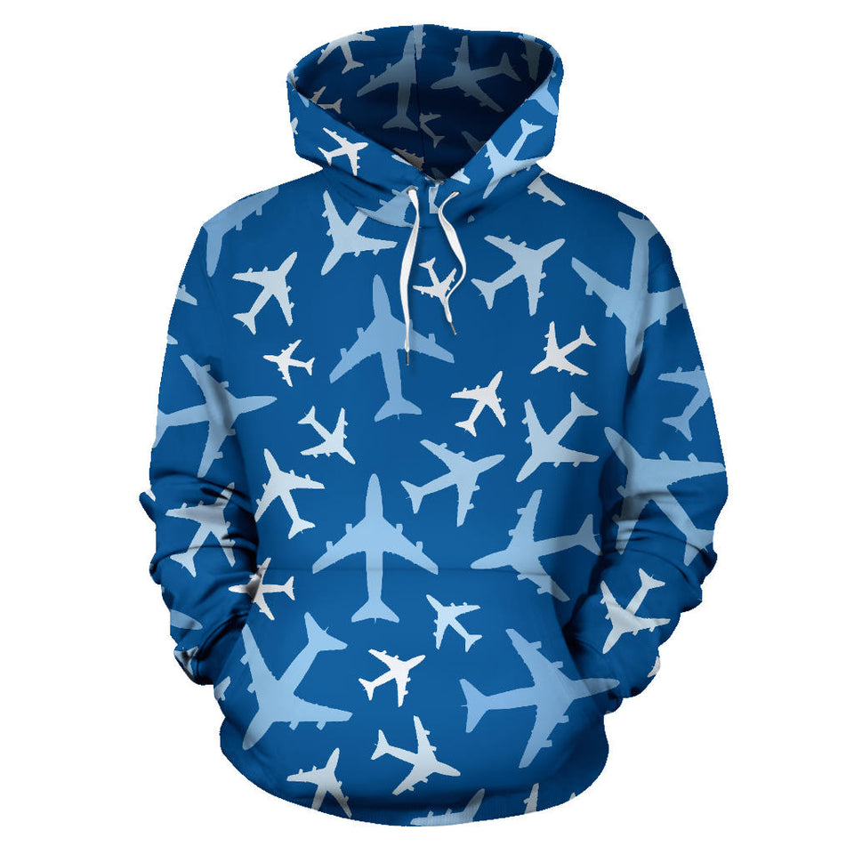 Airplane Pattern In The Sky Men Women Pullover Hoodie