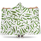 Hand Drawn Sketch Style Green Chili Peppers Pattern Hooded Blanket