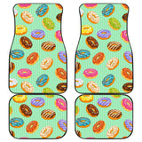 Colorful Donut Pattern Green Background Front And Back Car Mats