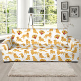Golden Retriever Pattern Print Design 05 Sofa Slipcover