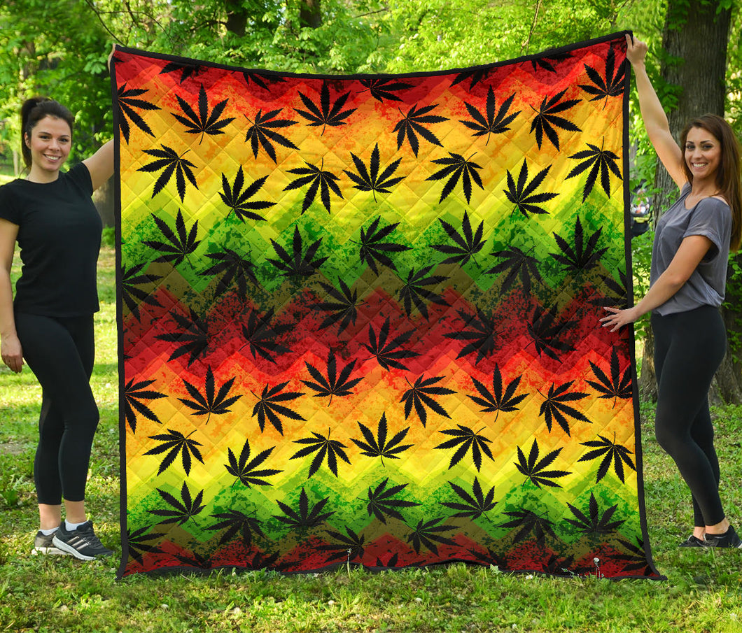 Canabis Marijuana Weed Pattern Print Design 03 Premium Quilt