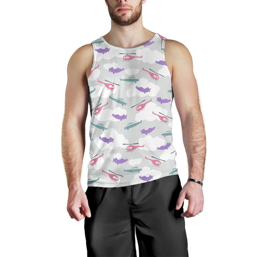 Helicopter plane pattern Men Tank Top