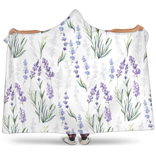 Hand Painting Watercolor Lavender Hooded Blanket