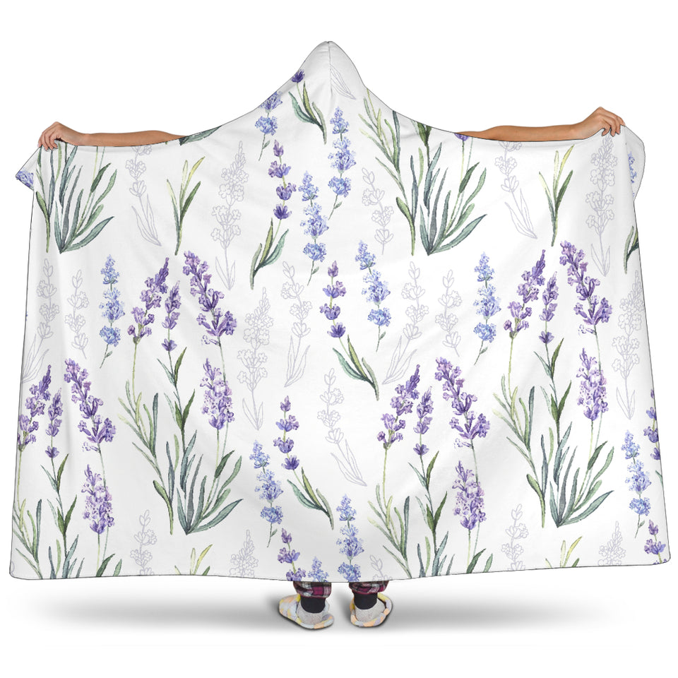 Hand Painting Watercolor Lavender Hooded Blanket
