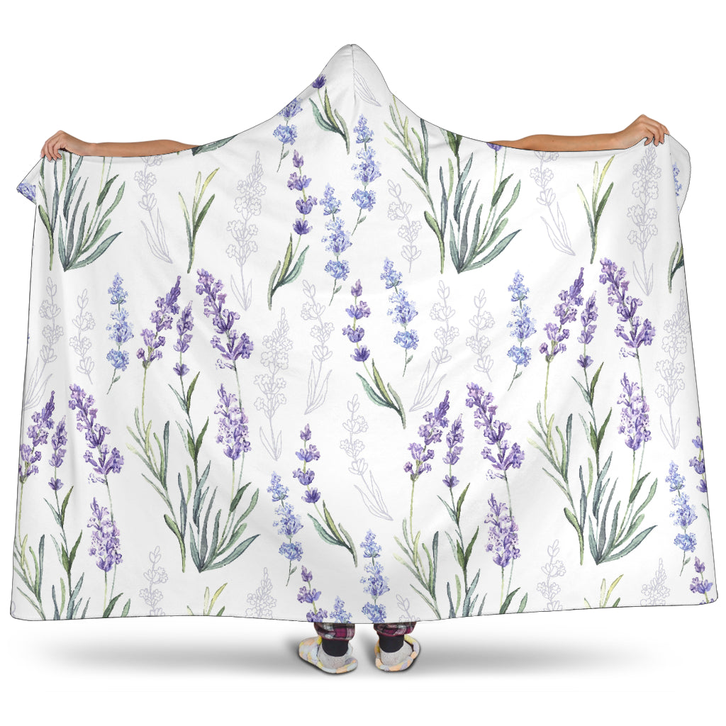 Hand Painting Watercolor Lavender Hooded Blanket