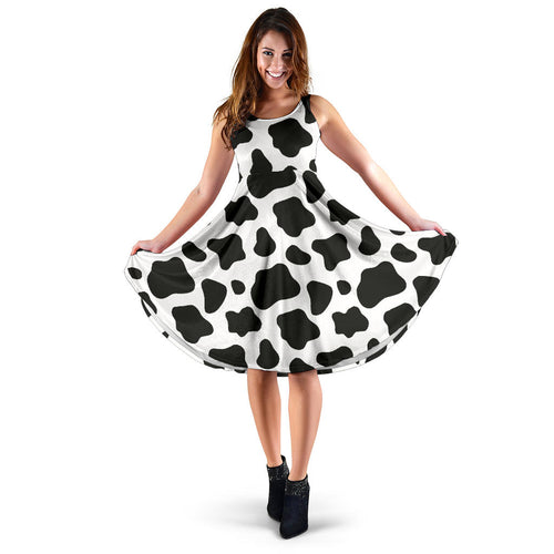 Cow Skin Pattern Sleeveless Midi Dress