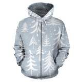 Christmas Tree Winter Forest Pattern Zip Up Hoodie