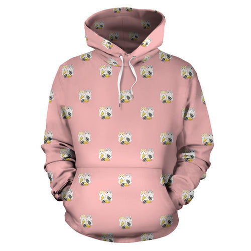 Cute Hamster Cheese Pattern Pink Background Men Women Pullover Hoodie