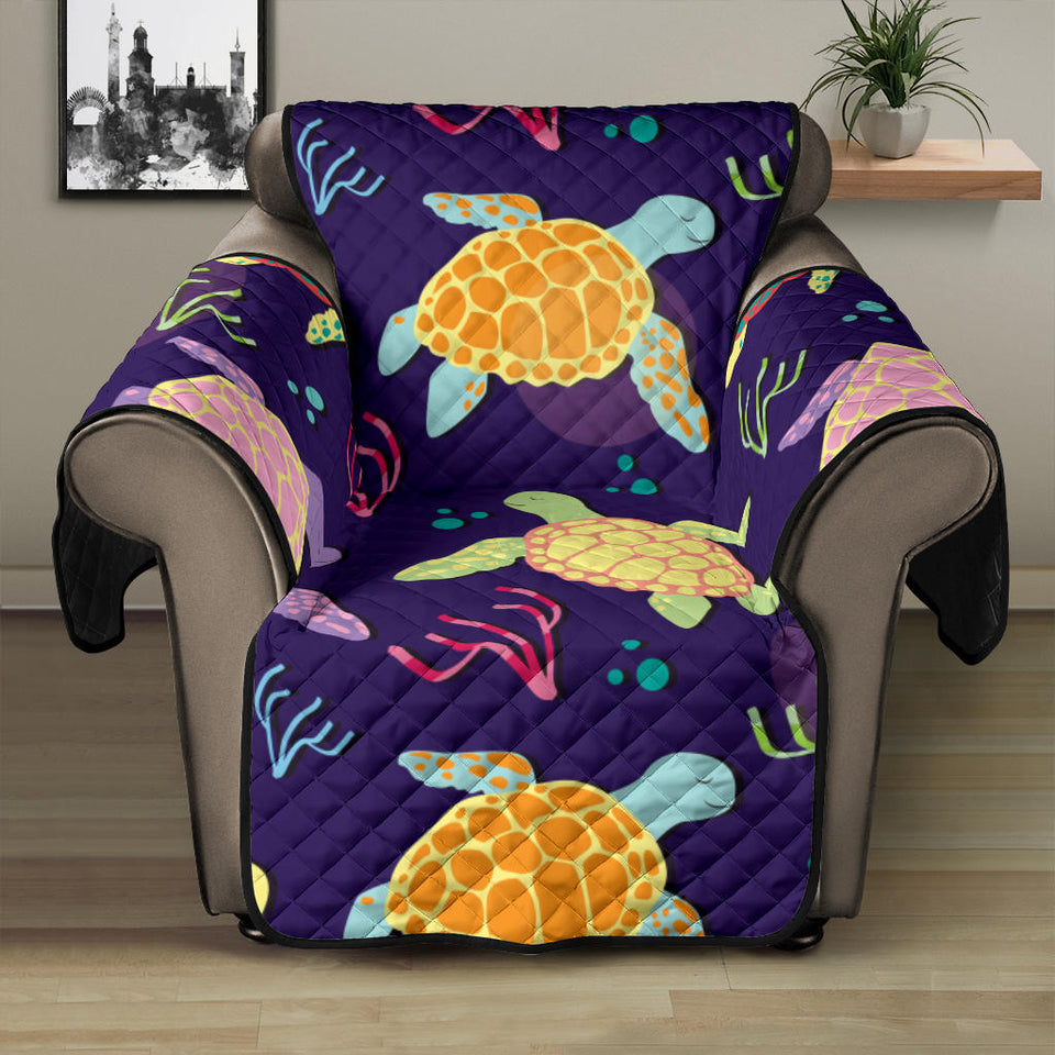 Colorful sea turtle pattern Recliner Cover Protector