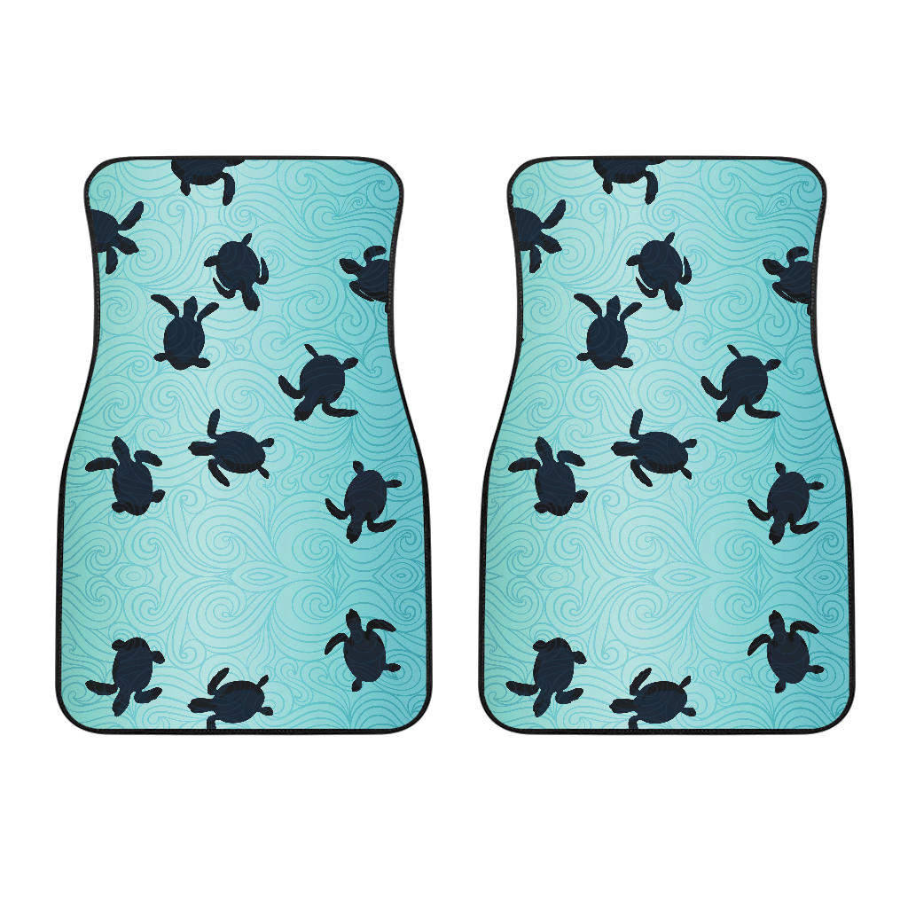 Sea Turtle With Blue Ocean Backgroud Front Car Mats