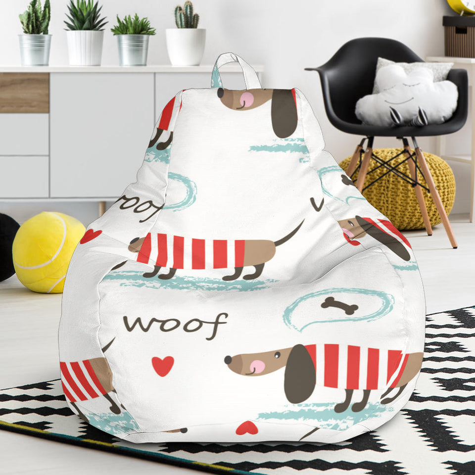 Cute Dachshund Bone Pattern Bean Bag Cover