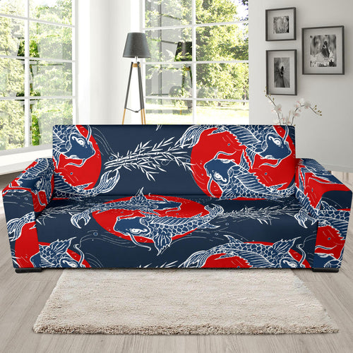 Koi Fish Carp Fishs Hand Drawn Japanese Art Sofa Slipcover