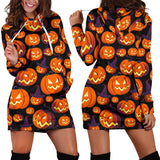Halloween Pumpkin Pattern Women'S Hoodie Dress