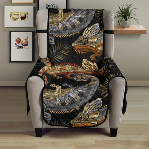 Chameleon lizard tropical leaves palm tree Chair Cover Protector
