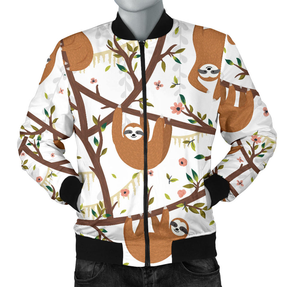 Sloths Hanging On The Tree Pattern Men'S Bomber Jacket