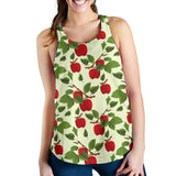 Red apples leaves pattern Women Racerback Tank Top