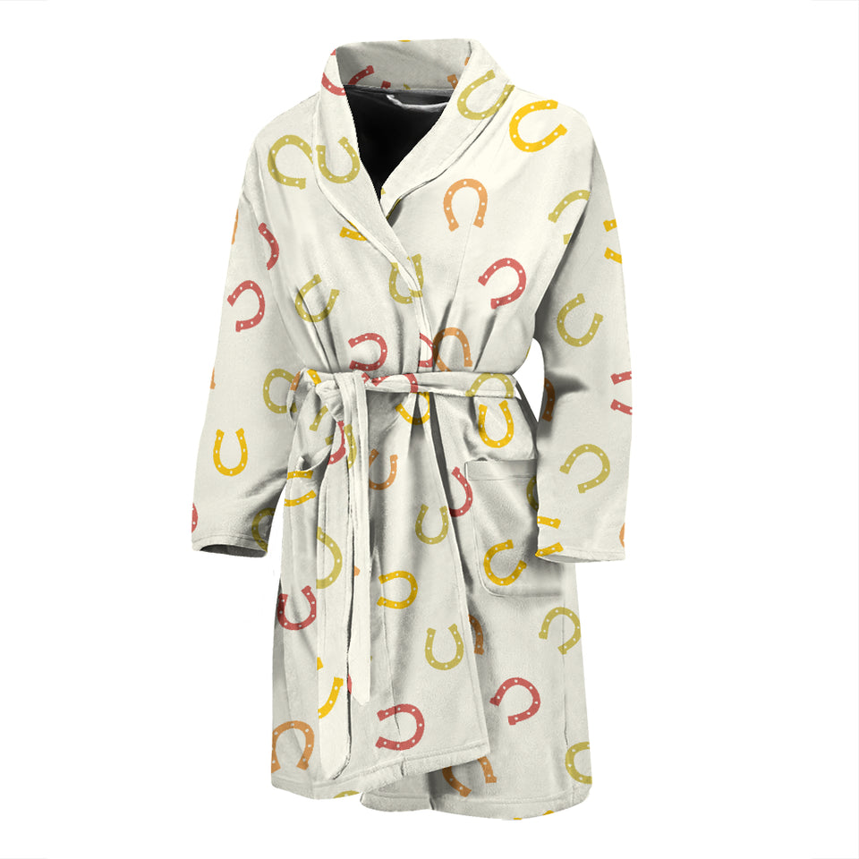 Horseshoes Pattern Print Design 02 Men's Bathrobe