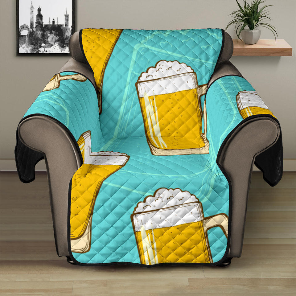 Beer pattern green background Recliner Cover Protector