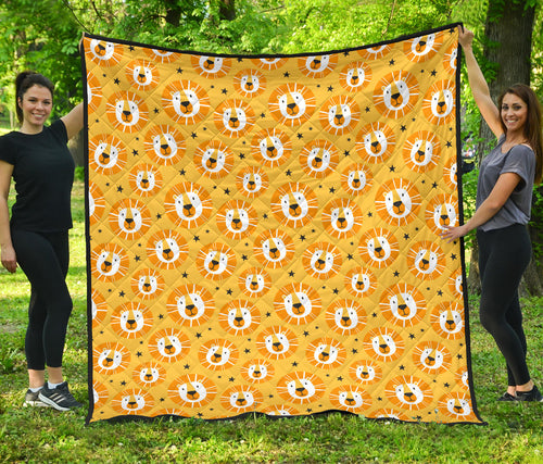 Lion Pattern Print Design 03 Premium Quilt