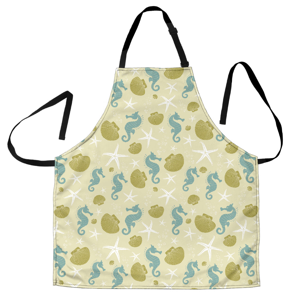 Seahorse Shell Starfish Pattern Background Adjustable Apron