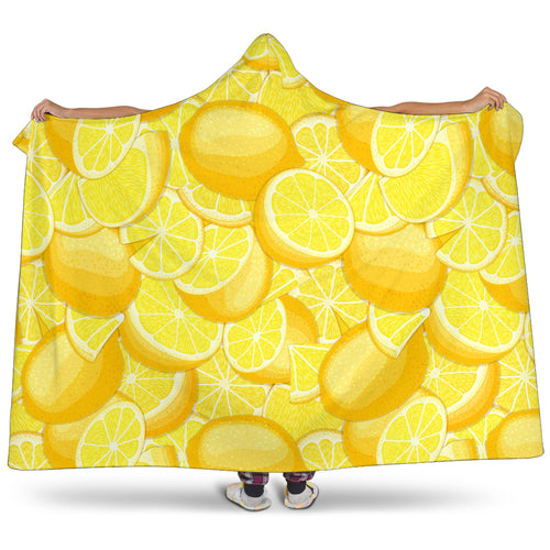 Lemon Pattern Hooded Blanket