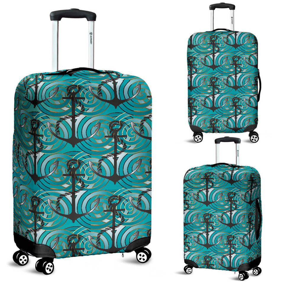 Anchor Nautical Green Background Luggage Covers