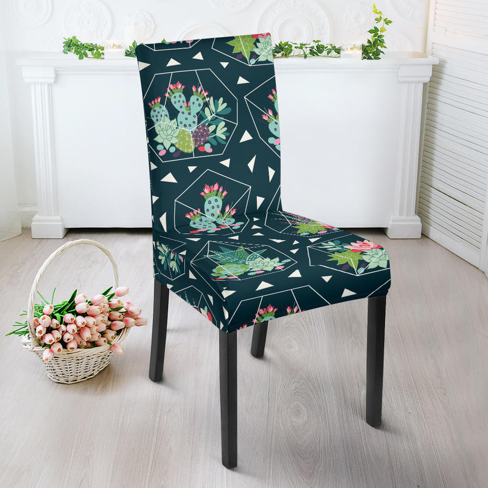 Cactus Glass Terrarium Pattern Dining Chair Slipcover