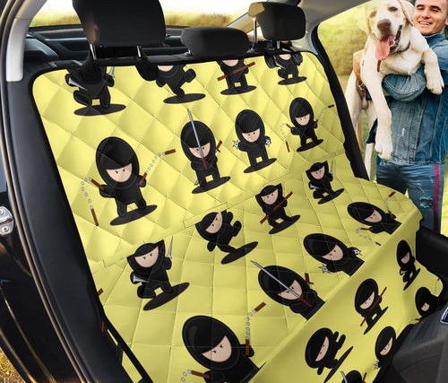 Cute Ninja Yellow Background Dog Car Seat Covers