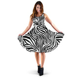 Zebra Skin Pattern Sleeveless Midi Dress