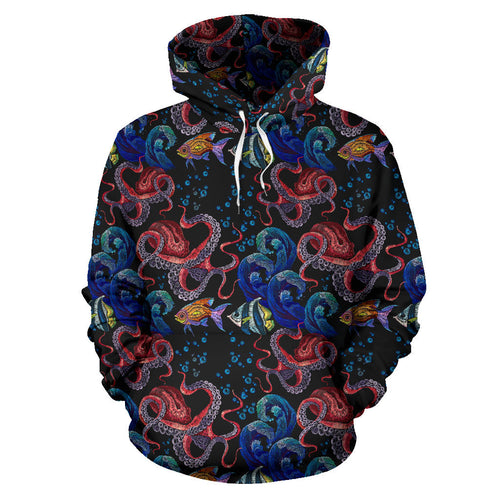 Octopus Sea Wave Tropical Fishe Pattern Men Women Pullover Hoodie