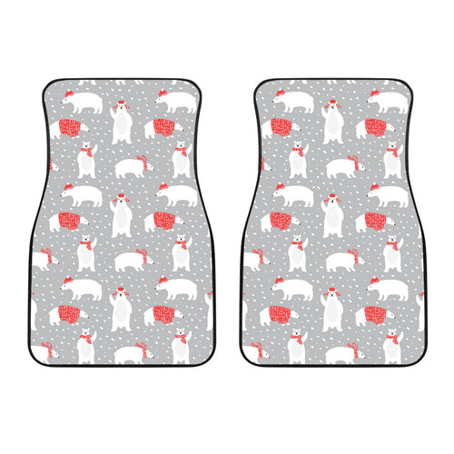 Cute Polar Bear Christmas Snow Pattern Front Car Mats
