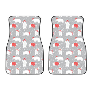 Cute Polar Bear Christmas Snow Pattern Front Car Mats