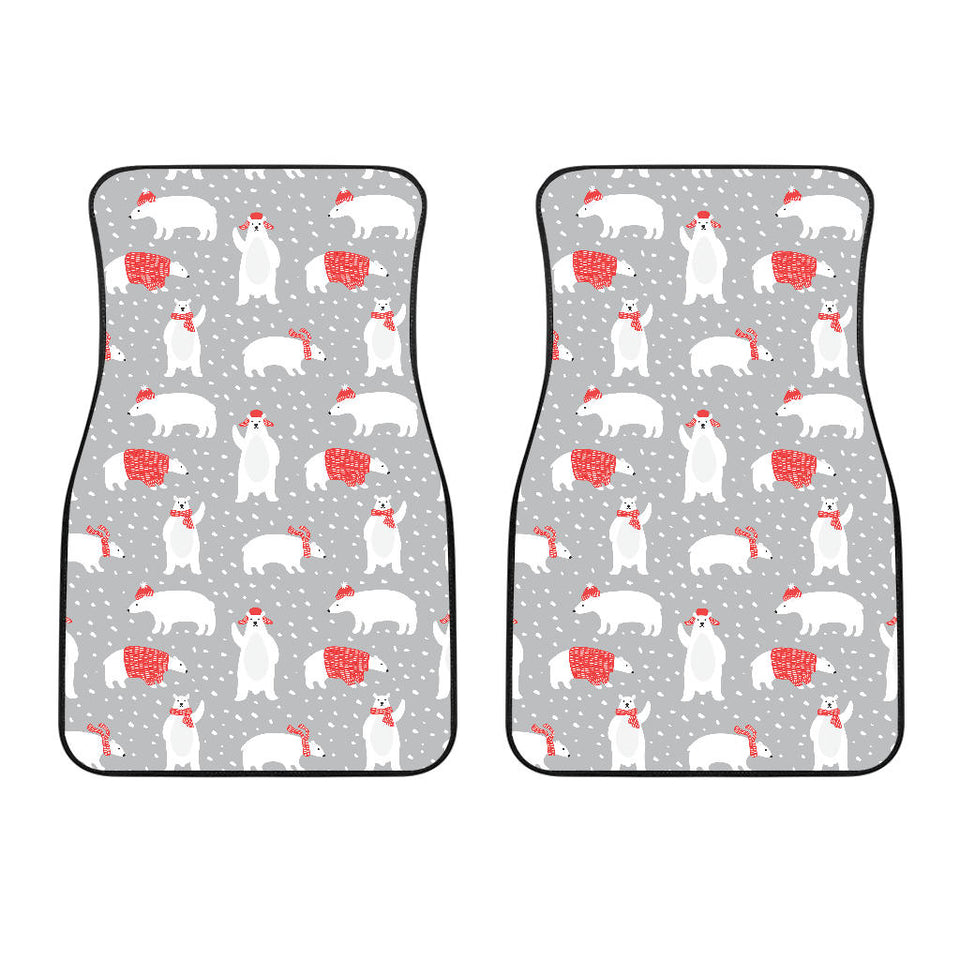 Cute Polar Bear Christmas Snow Pattern Front Car Mats