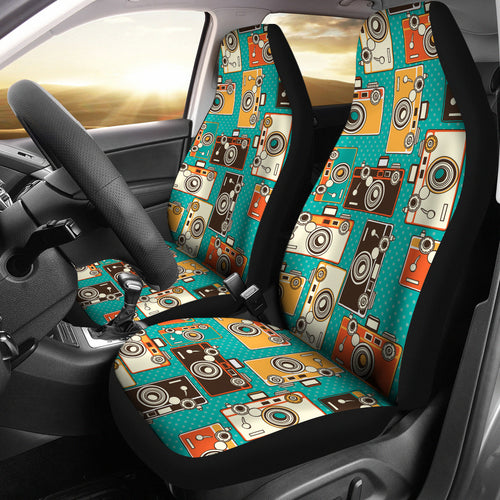 Camera Pattern Print Design 03 Universal Fit Car Seat Covers