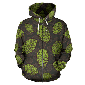 Hop Pattern Black Background Zip Up Hoodie