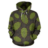 Hop Pattern Black Background Zip Up Hoodie