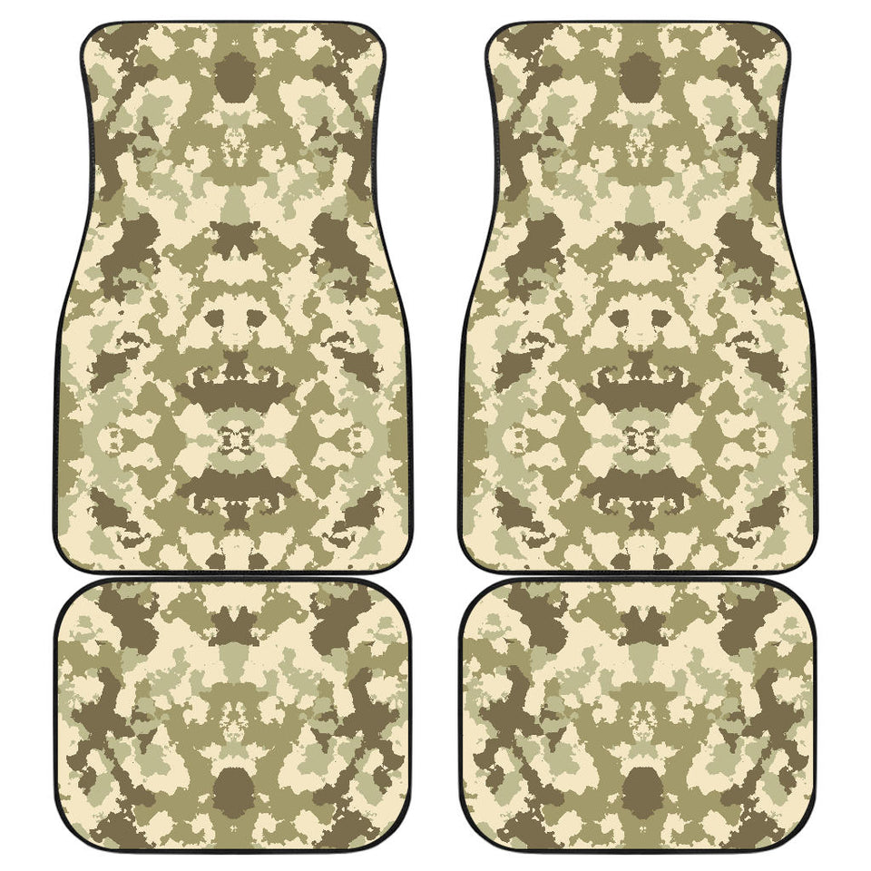 Light Green Camo Camouflage Pattern Front And Back Car Mats