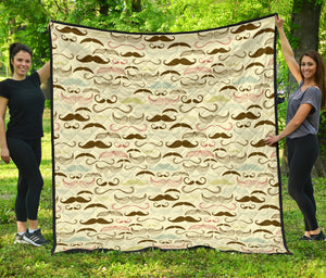 Mustache Beard Pattern Print Design 01 Premium Quilt