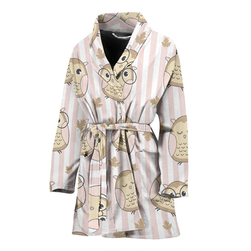 Cute Owl Leaf Women'S Bathrobe