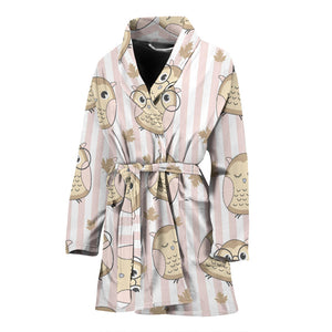 Cute Owl Leaf Women'S Bathrobe