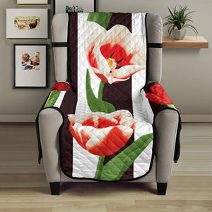 red and white tulips pattern Chair Cover Protector