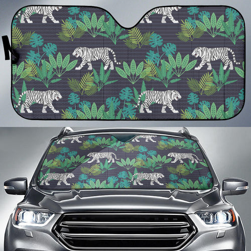 White Bengal Tigers Tropical Plant Car Sun Shade