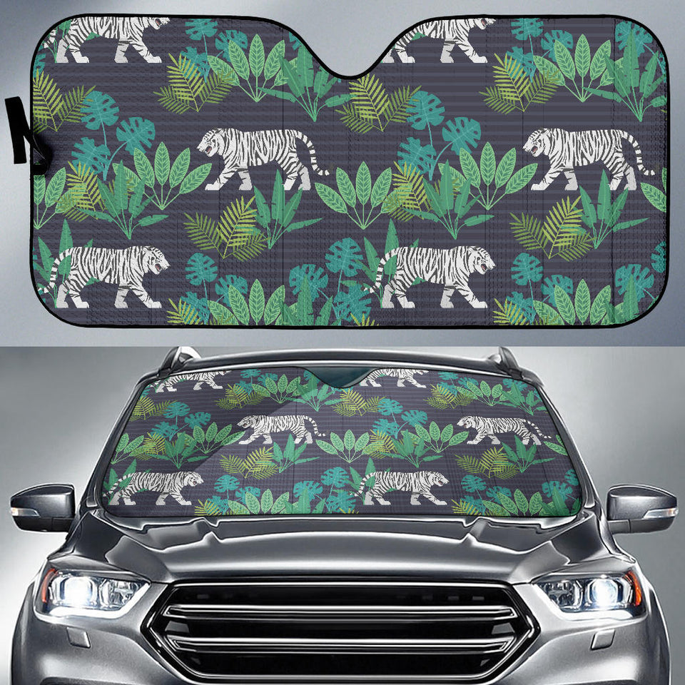 White Bengal Tigers Tropical Plant Car Sun Shade