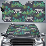 White Bengal Tigers Tropical Plant Car Sun Shade