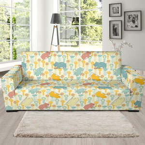 Hippopotamus Pattern Print Design 04 Sofa Slipcover