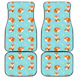 Fox Pattern Blue B Ackground Front And Back Car Mats