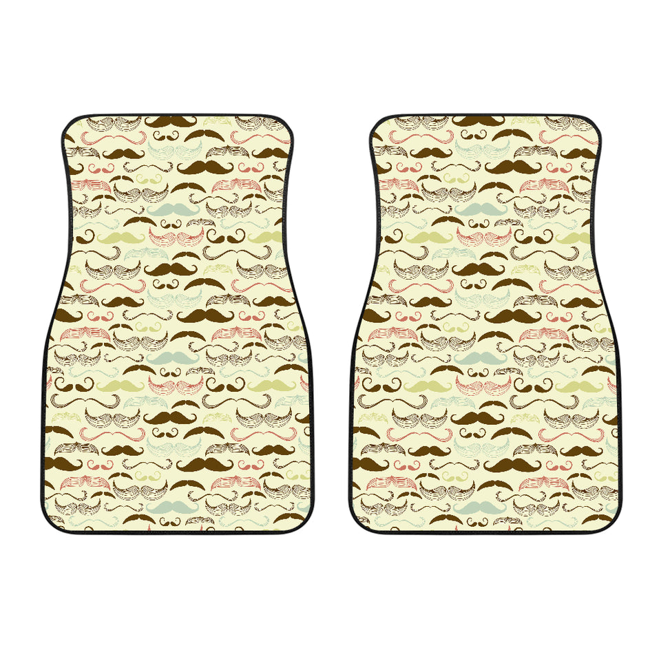 Mustache Beard Pattern Print Design 01 Front Car Mats