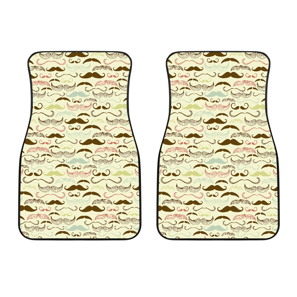 Mustache Beard Pattern Print Design 01 Front Car Mats