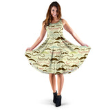 Mustache Beard Pattern Print Design 01 Sleeveless Midi Dress